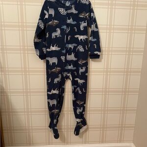 Carter's Blue Animal Print Footie Pajamas